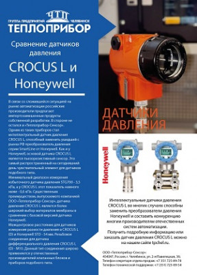 Сравнение датчиков давления CROCUS L и Honeywell